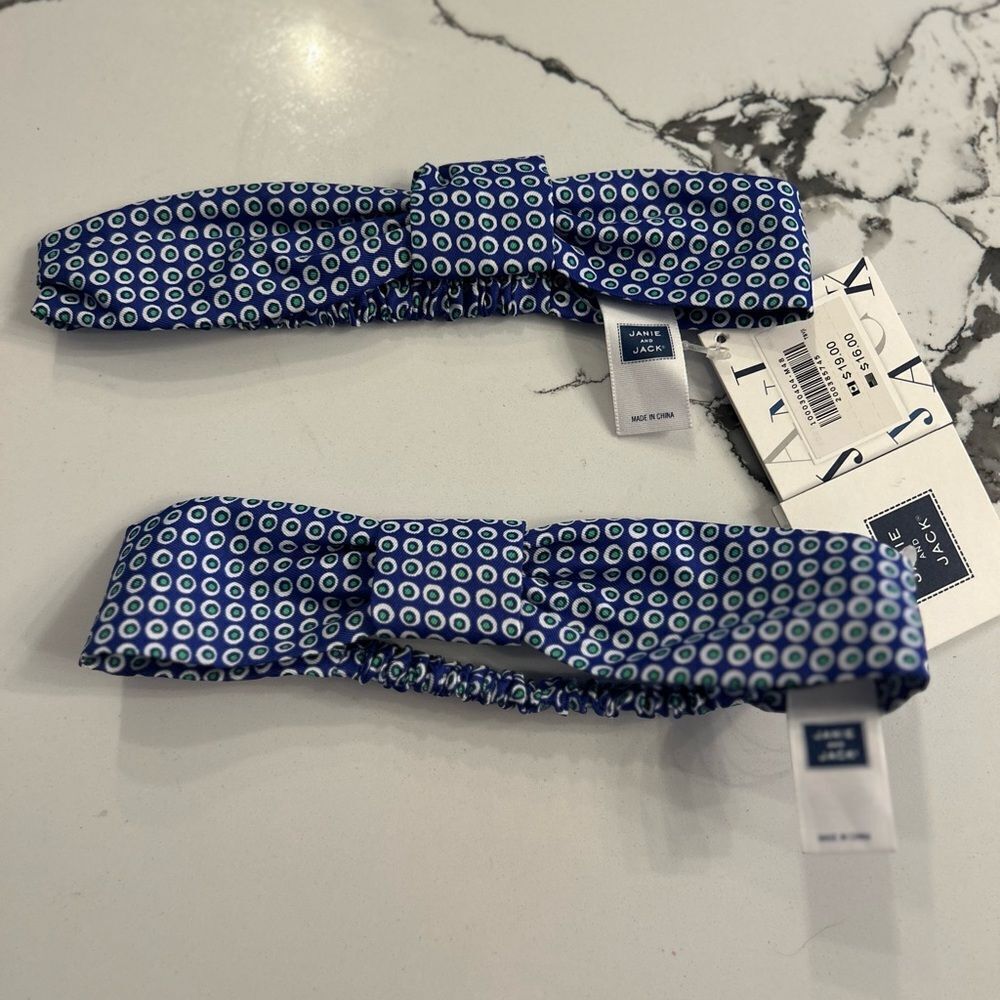 Janie and Jack Blue and Green Patterned head band NWT